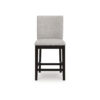 Nea Counter Stool Chair Set of 2, Gray Polyester, Dark Brown Wood Frame
