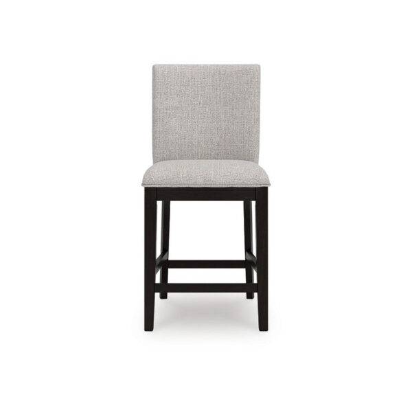 Nea Counter Stool Chair Set of 2, Gray Polyester, Dark Brown Wood Frame
