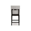 Nea Counter Stool Chair Set of 2, Gray Polyester, Dark Brown Wood Frame
