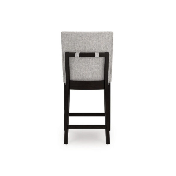 Nea Counter Stool Chair Set of 2, Gray Polyester, Dark Brown Wood Frame