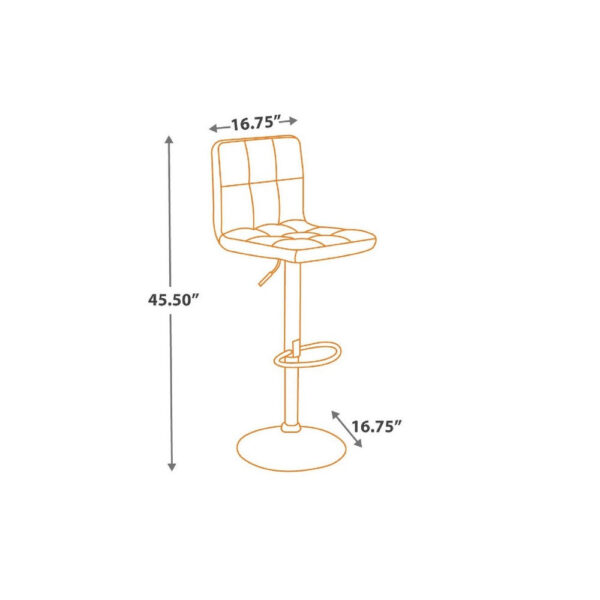 Beal Swivel Barstool Set of 2, Black Faux Leather, 24-33 Extra Tall Seat