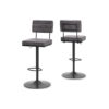 Mya Swivel Barstool Set of 2, Gray Faux Leather, 22-31 Adjustable Height