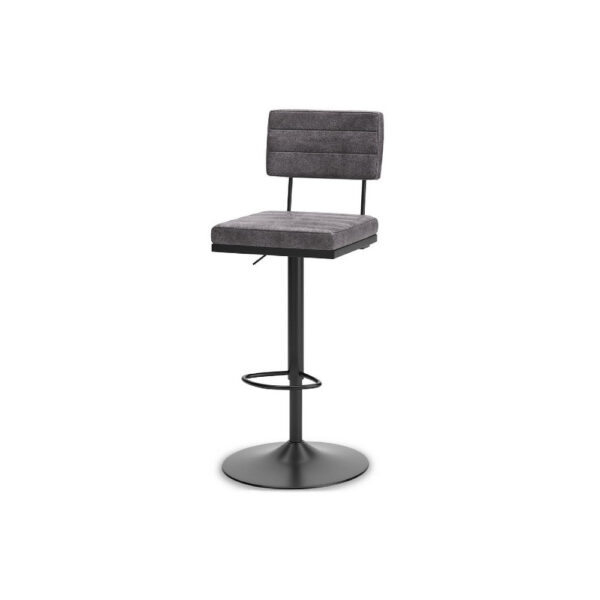 Mya Swivel Barstool Set of 2, Gray Faux Leather, 22-31 Adjustable Height