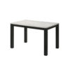 Syon Dining Table, 47 Inch White Faux Marble Top, Black Wood Legs
