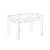 Syon Dining Table, 47 Inch White Faux Marble Top, Black Wood Legs