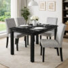 Syon Dining Table, 47 Inch Black Faux Marble Top, Black Wood Legs