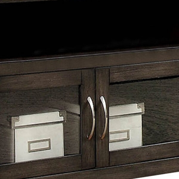 60" Wooden TV Stand With 2 Cabinets and 2 Open Shelves In Brown