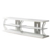 60" Wooden TV Stand With Spacious Glass Shelf, White And Clear