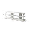 60" Wooden TV Stand With Spacious Glass Shelf, White And Clear