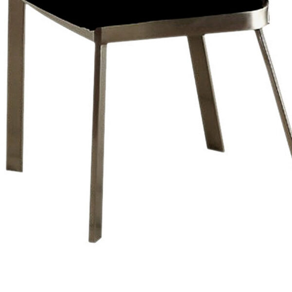 Metal Side Chair with Oval Cut Backrest, Set of 2, Silver and Black