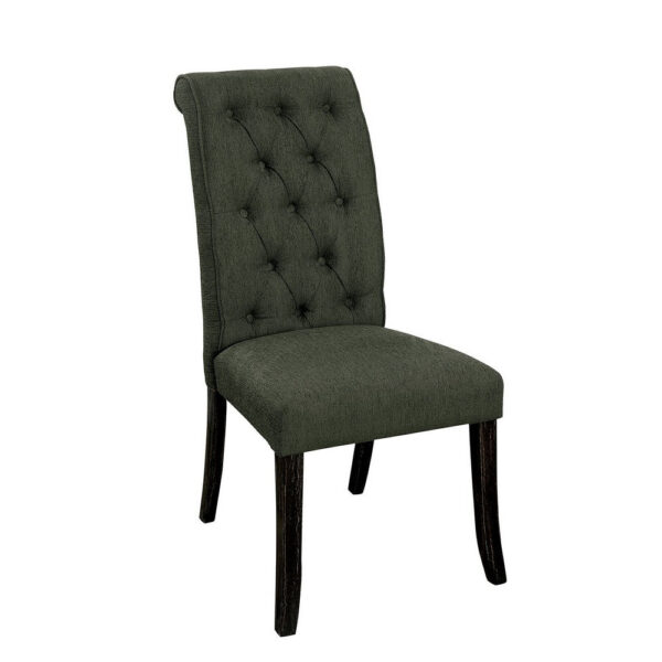 13022026698f07ada1f6d.jpeg Button Tufted Wooden Fabric Upholstered Side Chair, Gray, Pack Of Two