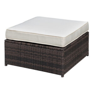 13022026698f07b91e634.jpeg Aluminium Frame Faux Polyester Upholstered Square Ottoman, Brown and White