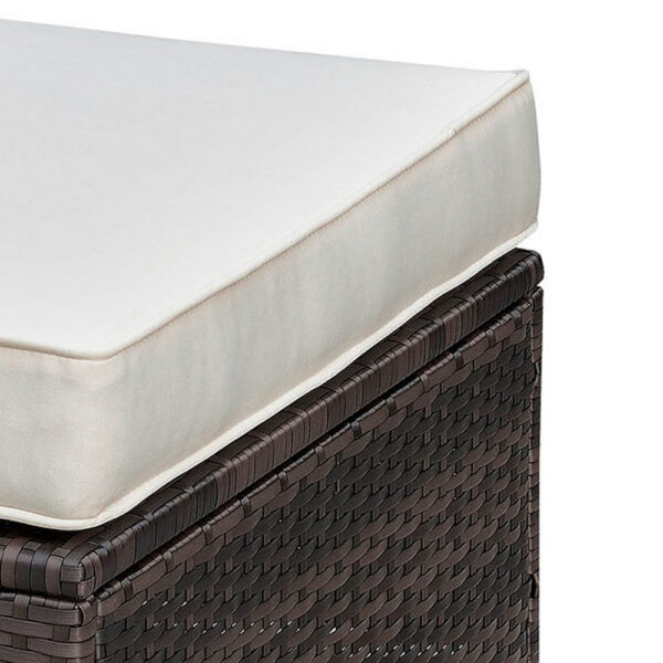 Aluminium Frame Faux Polyester Upholstered Square Ottoman, Brown and White