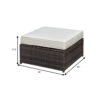 Aluminium Frame Faux Polyester Upholstered Square Ottoman, Brown and White
