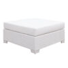13022026698f07c59dae1.jpeg Faux Polyester and Aluminum Square Ottoman with Padded Seat Cushion, White