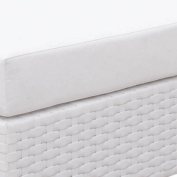 13022026698f07ca3dc87.jpeg Faux Polyester and Aluminum Square Ottoman with Padded Seat Cushion, White