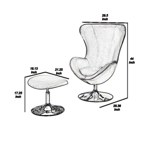 Fabric Curved Design Chair with Ottoman and Tubular Base, Set of 2, Purple