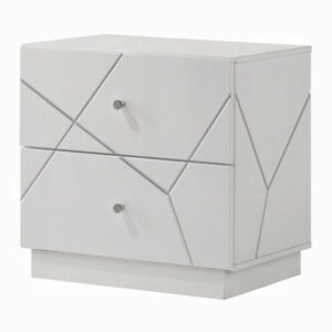 13022026698f07e8f3950.jpeg Esy Nightstand, 2 Drawers with Crystal Knobs, White Carved Pattern