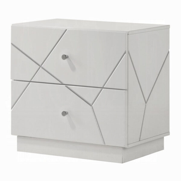 13022026698f07e8f3950.jpeg Esy Nightstand, 2 Drawers with Crystal Knobs, White Carved Pattern