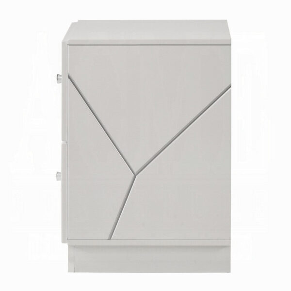 13022026698f07ed59e4b.jpeg Esy Nightstand, 2 Drawers with Crystal Knobs, White Carved Pattern