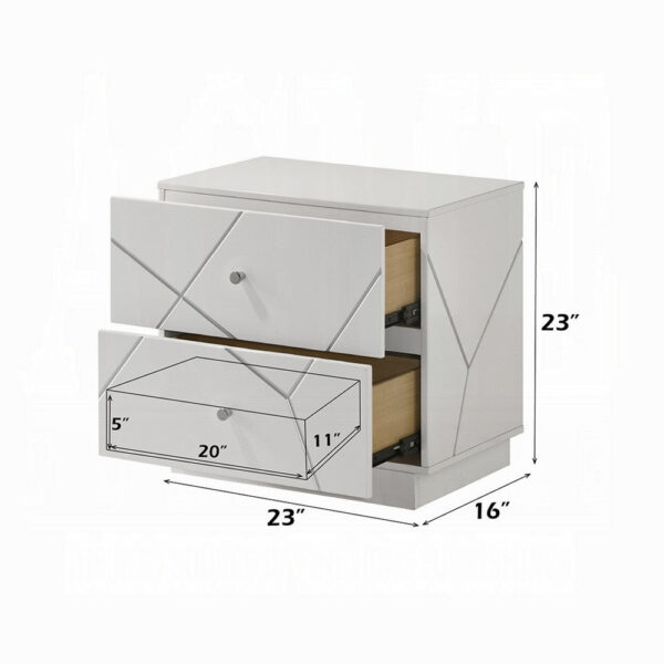 13022026698f07f15b9c2.jpeg Esy Nightstand, 2 Drawers with Crystal Knobs, White Carved Pattern