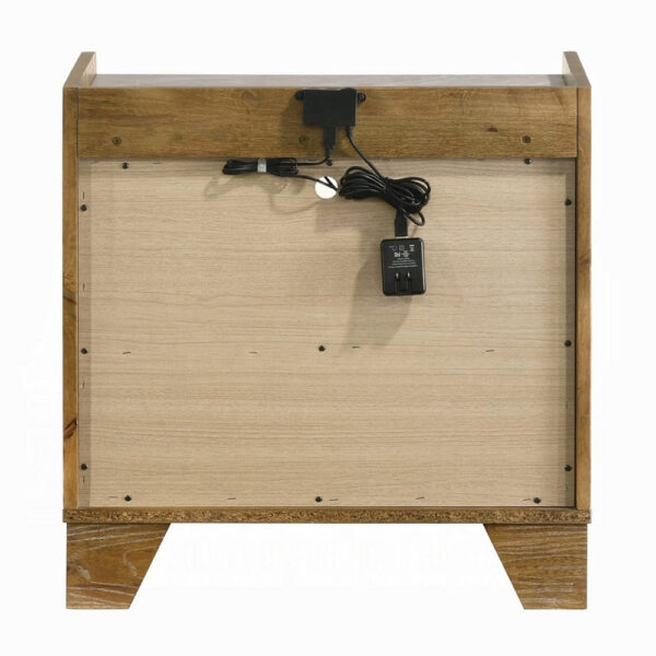 Gary Nightstand with LED, 1 Drawer and Open Cubby, Farmhouse Aspen Brown