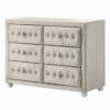 Rex 40 Inch Wide Dresser, 6 Drawers, Crystal Tufted Beige Upholstery