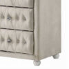 Rex 40 Inch Wide Dresser, 6 Drawers, Crystal Tufted Beige Upholstery