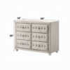Rex 40 Inch Wide Dresser, 6 Drawers, Crystal Tufted Beige Upholstery