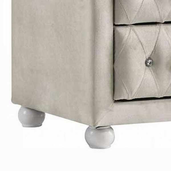 13022026698f08139291e.jpeg Rex Nightstand, 2 Drawers, Classic Crystal Tufted Beige Upholstery