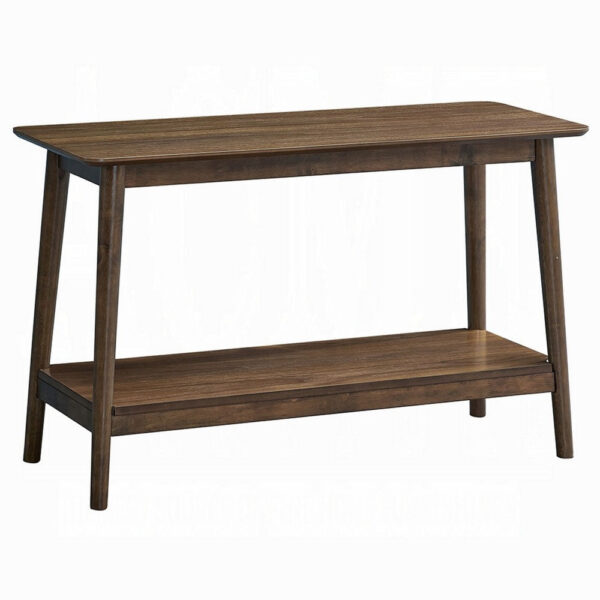 Fexy Sofa Console Table, 48 Inch Top with Lower Shelf, Walnut Brown