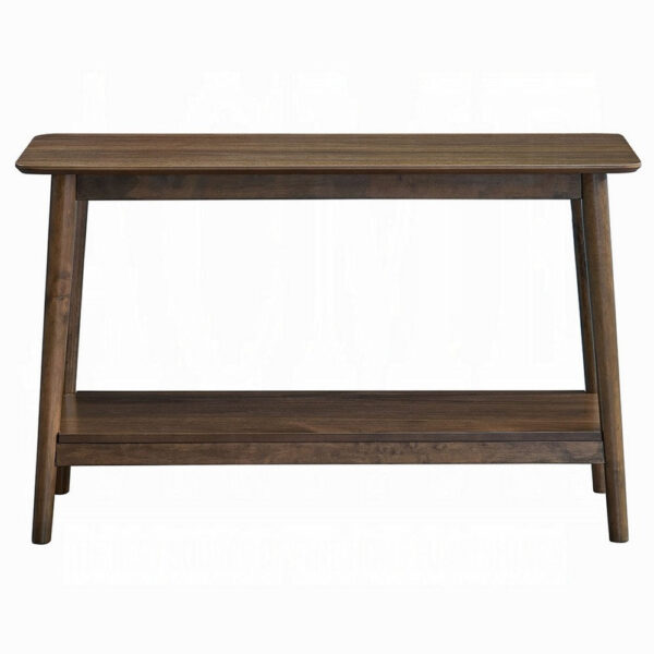Fexy Sofa Console Table, 48 Inch Top with Lower Shelf, Walnut Brown