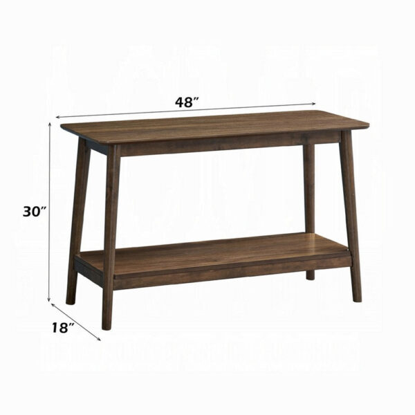 Fexy Sofa Console Table, 48 Inch Top with Lower Shelf, Walnut Brown