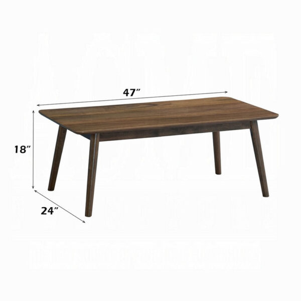 Fexy Coffee Table, 47 Inch Rectangular Top with Angled Legs, Walnut Brown