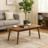 Fexy Coffee Table, 47 Inch Rectangular Top with Angled Legs, Walnut Brown