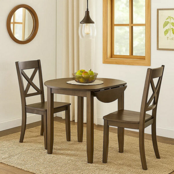 13022026698f0848273df.jpeg Dexy Dining Table, 35 Inch Round Top, Farmhouse Walnut Brown Wood