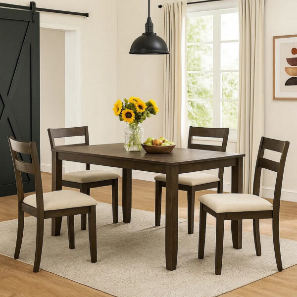 13022026698f085ea0251.jpeg Dexy Dining Table, 59 Inch Rectangular Top, Farmhouse Walnut Brown