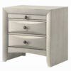 Remy Nightstand, 3 Contemporary Faceted Drawers, Antique White Finish