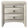 Remy Nightstand, 3 Contemporary Faceted Drawers, Antique White Finish