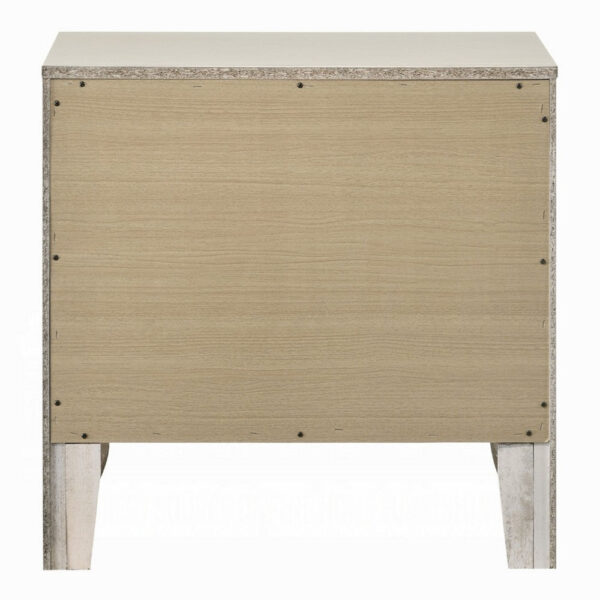 Remy Nightstand, 3 Contemporary Faceted Drawers, Antique White Finish