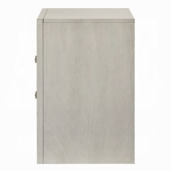 Remy Nightstand, 3 Contemporary Faceted Drawers, Antique White Finish