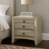 Remy Nightstand, 3 Contemporary Faceted Drawers, Antique White Finish