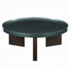 Lexy Coffee Table, 35 Inch Round Top, Low Profile High Gloss Blackish Green