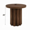 Sana Side End Table, 20 Inch Round Top, Rustic Fluted Base, Dark Brown