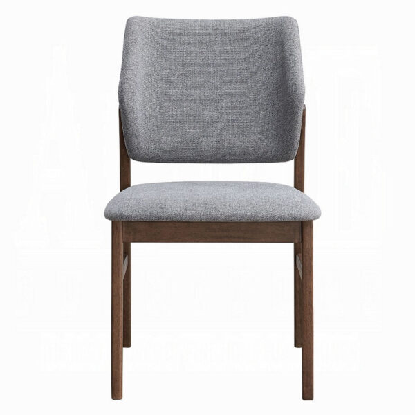 Nory Dining Side Chair Set of 2, Gray Linen Seat and Back, Walnut Brown