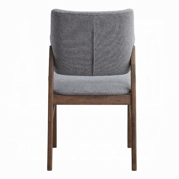 Nory Dining Side Chair Set of 2, Gray Linen Seat and Back, Walnut Brown