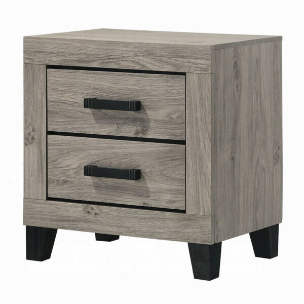 13022026698f08aff0bc8.jpeg Rachy Nightstand, 2 Drawers with Black Metal Handles, Farmhouse Light Gray