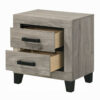 13022026698f08b1668d3.jpeg Rachy Nightstand, 2 Drawers with Black Metal Handles, Farmhouse Light Gray