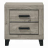 13022026698f08b2e81d6.jpeg Rachy Nightstand, 2 Drawers with Black Metal Handles, Farmhouse Light Gray
