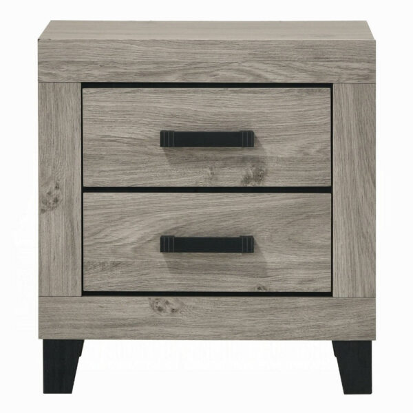 13022026698f08b2e81d6.jpeg Rachy Nightstand, 2 Drawers with Black Metal Handles, Farmhouse Light Gray